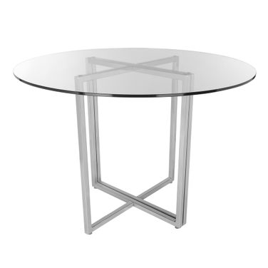 Legend 36 Inch Round Table In Clear and Brushed Stainless Steel
