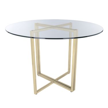 Legend 36 Inch Round Table In Clear and Matte Brushed Gold