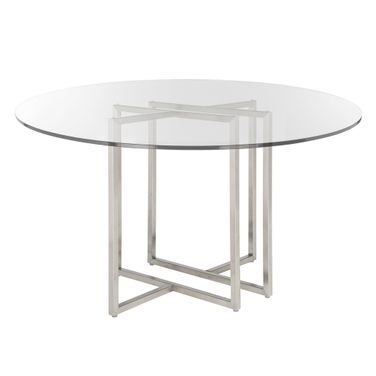 Legend 48 Inch Round Table In Clear and Brushed Stainless Steel