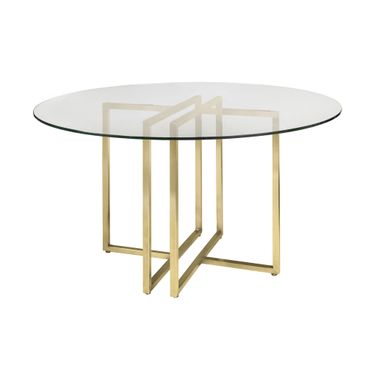 Legend 48 Inch Round Table In Clear and Matte Brushed Gold