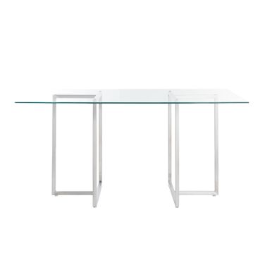 Legend 48x29 Rectangular Table In Clear and Brushed Stainless Steel