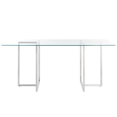 Legend 66x36 Rectangular Table In Clear and Brushed Stainless Steel