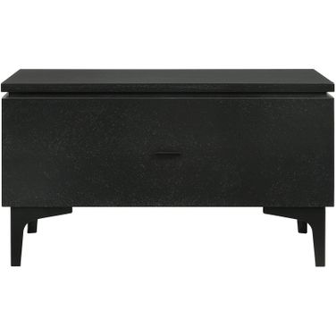 Legend Black Glaze Ash Veneer 1 Drawer Nightstand with Metal Legs