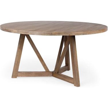 Legolas I 60 Inch Round Brown Solid Wood Top And Base Dining Table