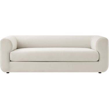 Leif 89 Inch Performance Velvet Upholstered Sofa In Alabaster