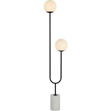 Leif Iron and Marble Floor Lamp in Black and White