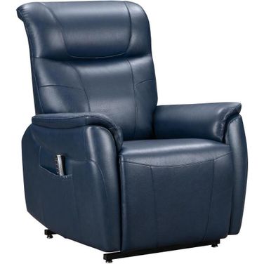 Leighton Lift Chair Recliner With Power Head Rest Power Lumbar And Lay Flat Mechanism In Marco Navy Blue