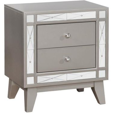 Leighton 2-drawer Nightstand Metallic Mercury