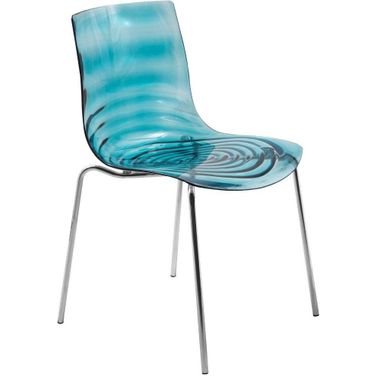 LeisureMod Astor Transparent Blue Polycarbonate Dining Chair