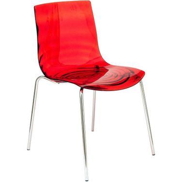 LeisureMod Astor Transparent Red Polycarbonate Dining Chair