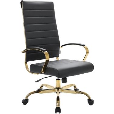 Benmar High-Back Leather Office Chair With Gold Frame In Black
