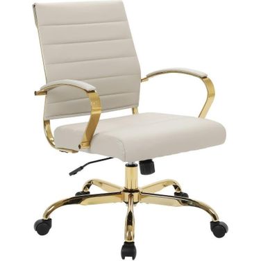 Leisuremod Benmar Home Leather Office Chair With Gold Frame BOG19TL