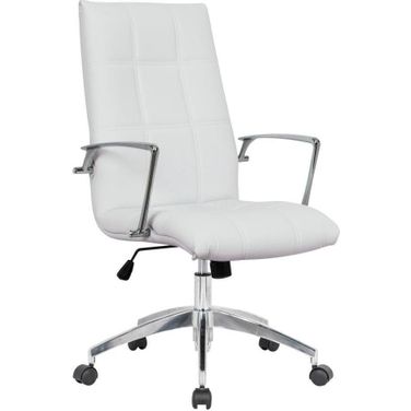 LeisureMod Benmar Home White Leather Office Chair