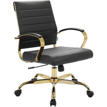 Leisuremod Benmar Leather Office Chair With Gold Frame