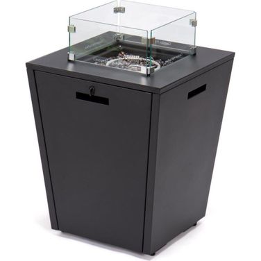 LeisureMod Chelsea Aluminum Patio Modern Propane Fire Pit Black Side Table