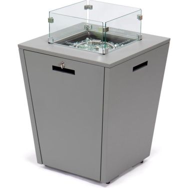 LeisureMod Chelsea Aluminum Patio Modern Propane Fire Pit Grey Side Table