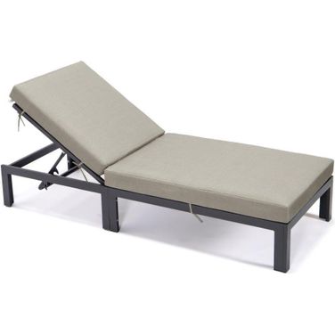 Leisuremod Chelsea Modern Aluminum Outdoor Chasie Lounge Chair With Cushions In Beige