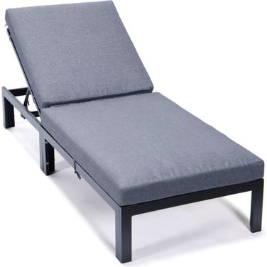 Leisuremod Chelsea Modern Aluminum Outdoor Chasie Lounge Chair With Cushions In Blue