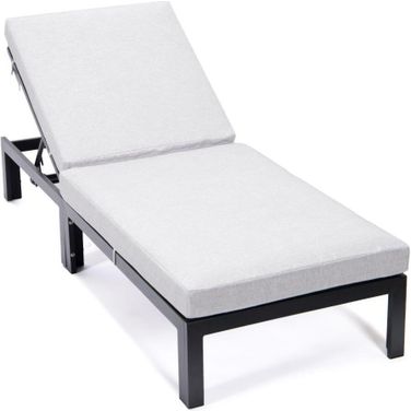 Leisuremod Chelsea Modern Aluminum Outdoor Chasie Lounge Chair With Cushions In Light Grey