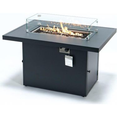 Leisuremod Chelsea Patio Modern Black Aluminum Propane Fire Pit Table