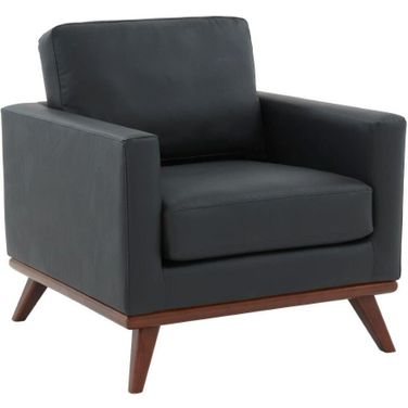 Leisuremod Chester Modern Leather Accent Arm Chair With Birch Wood Base In Black