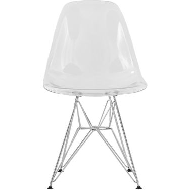 LeisureMod Cresco Clear Transparent Molded Eiffel Side Chair