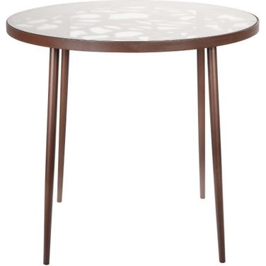 Devon Tree Design Glass Top Aluminum Base Indoor Outdoor Bistro Dining Table In Brown