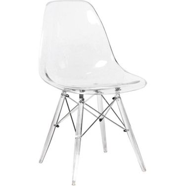 LeisureMod Dover Clear Molded Side Chair with Acrylic Base