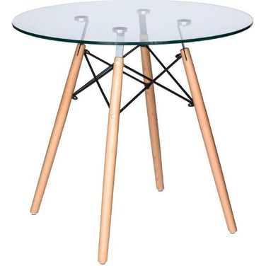LeisureMod Dover Clear Round Bistro Dining Table