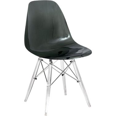 LeisureMod Dover Transparent Black Molded Acrylic Base Side Chair
