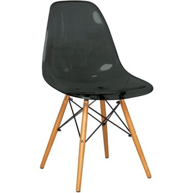 LeisureMod Dover Transparent Black Molded Side Chair