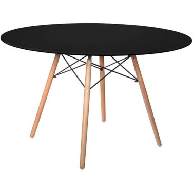 LeisureMod Dover Transparent Black Round Dining Table