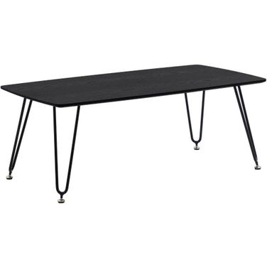 Leisuremod Elmwood Modern Wood Top Coffee Table With Iron Base In Black