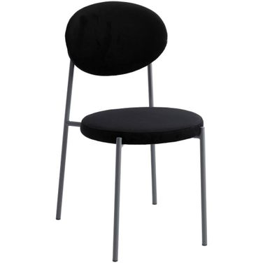 Leisuremod Euston Modern Velvet Dining Chair With Grey Steel Frame In Black