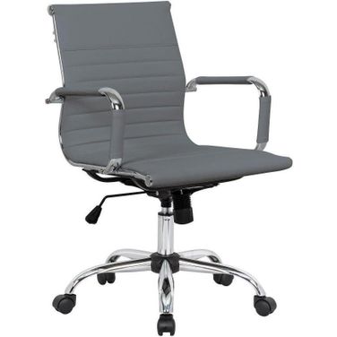 LeisureMod Harris Grey Leatherette Office Chair