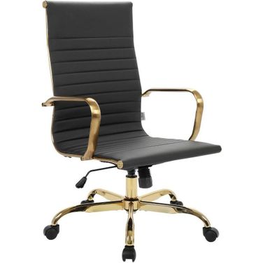 Leisuremod Harris High-Back Faux Leather Office Chair With Gold Frame