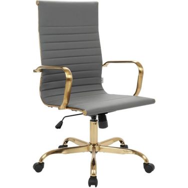 Harris High-Back Leatherette Office Chair With Gold Frame In Grey