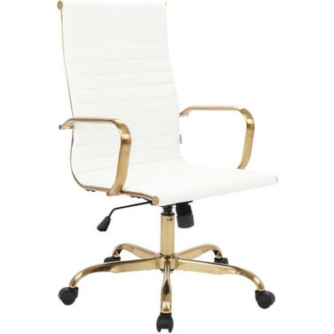 Harris High-Back Leatherette Office Chair With Gold Frame In White
