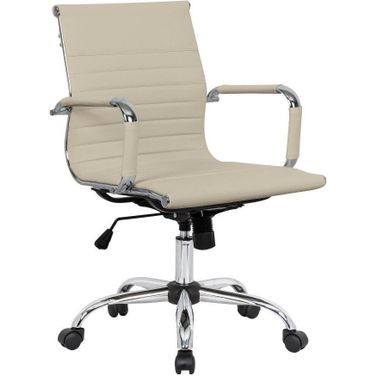 LeisureMod Harris Tan Leatherette Office Chair