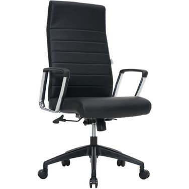 Leisuremod Hilton Modern High Back Leather Office Chair In Black