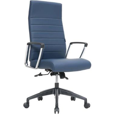 Leisuremod Hilton Modern High Back Leather Office Chair In Navy Blue