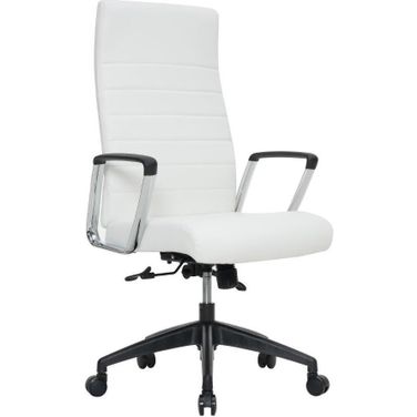 Leisuremod Hilton Modern High Back Leather Office Chair In White