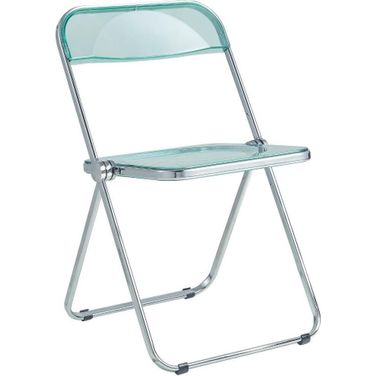 Lawrence Acrylic Folding Chair With Metal Frame In Jade Green