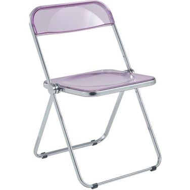 Lawrence Acrylic Folding Chair With Metal Frame In Magenta