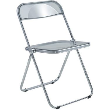 Lawrence Acrylic Folding Chair With Metal Frame In Transparent Black