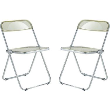 Lawrence Acrylic Folding Chair With Metal Frame Set Of 2 In Amber
