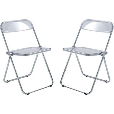 Lawrence Acrylic Folding Chair With Metal Frame Set Of 2 In Clear
