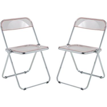 Leisuremod Lawrence Acrylic Folding Chair With Metal Frame Set Of 2 LF19PK2