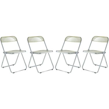 Lawrence Acrylic Folding Chair With Metal Frame Set Of 4 In Amber