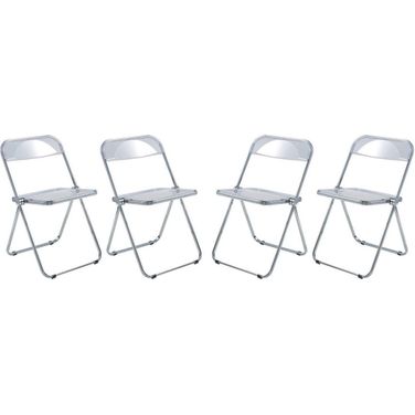 Lawrence Acrylic Folding Chair With Metal Frame Set Of 4 In Clear